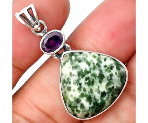 Dioptase and Amethyst Pendant SDP138154 P-1077, 18x19 mm