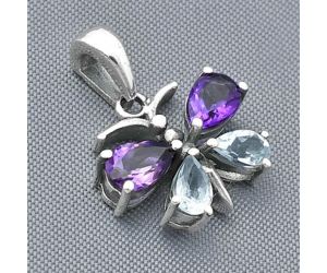 Butterfly - African Amethyst and Sky Blue Topaz Pendant SDP138413 P-1117, 4x6 mm