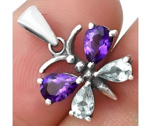 Butterfly - African Amethyst and Sky Blue Topaz Pendant SDP138414 P-1117, 4x6 mm