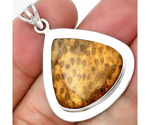 Palm Root Fossil Agate Pendant SDP138836 P-1076, 21x22 mm