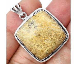 Flower Fossil Coral Pendant SDP138905 P-1050, 22x22 mm
