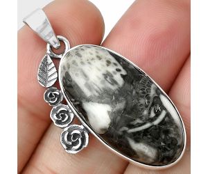 Floral - Mexican Cabbing Fossil Pendant SDP138927 P-1070, 15x29 mm