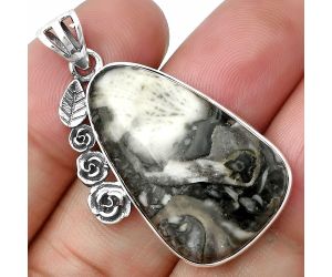 Floral - Mexican Cabbing Fossil Pendant SDP138945 P-1070, 18x30 mm