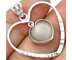 Valentine Gift Heart Gray Moonstone Pendant SDP139090 P-1103, 12x12 mm