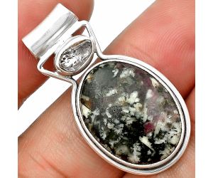 Russian Eudialyte and Herkimer Diamond Pendant SDP139143, 15x20 mm