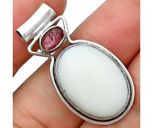 White Opal and Pink Tourmaline Rough Pendant SDP139154, 15x20 mm
