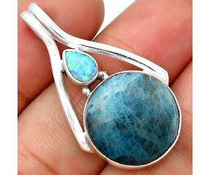 Blue Apatite and Fire Opal Pendant SDP139165, 17x17 mm
