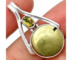 Apache Gold Healer's Gold and Peridot Rough Pendant SDP139170, 16x16 mm