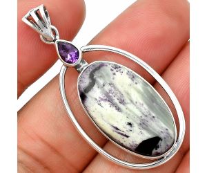Kammererite and Amethyst Pendant SDP139193 P-1005, 14x25 mm