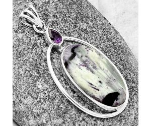 Kammererite and Amethyst Pendant SDP139193 P-1005, 14x25 mm
