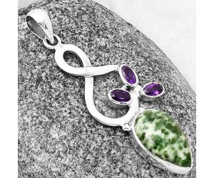 Dioptase and Amethyst Pendant SDP139378 P-1118, 10x17 mm