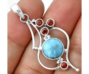 Natural Turquoise Morenci Mine and Garnet Pendant SDP139430 P-1037, 10x10 mm