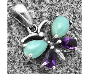 Butterfly - Paraiba Amazonite and Amethyst Pendant SDP139562 P-1117, 6x4 mm