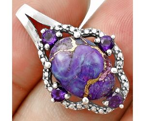 Copper Purple Turquoise and Amethyst Pendant SDP139706 P-1114, 10x14 mm