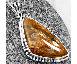 Palm Root Fossil Agate Pendant SDP139772 P-1073, 18x31 mm