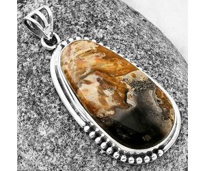 Palm Root Fossil Agate Pendant SDP139815 P-1073, 17x30 mm