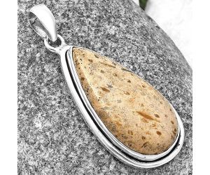 Palm Root Fossil Agate Pendant SDP140441 P-1050, 15x29 mm