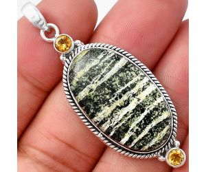 Natural Chrysotile and Citrine Pendant SDP140898 P-1023, 16x28 mm