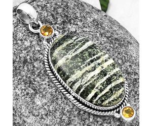 Natural Chrysotile and Citrine Pendant SDP140898 P-1023, 16x28 mm
