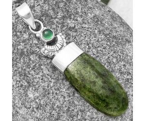 Crescent Moon - Serpentine and Green Onyx Pendant SDP141050 P-1453, 11x25 mm