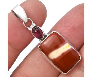 Red Mookaite and Pink Tourmaline Rough Pendant SDP141109 P-1077, 12x18 mm
