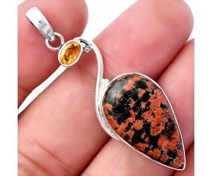Fireworks Obsidian and Citrine Pendant SDP142012 P-1026, 14x24 mm