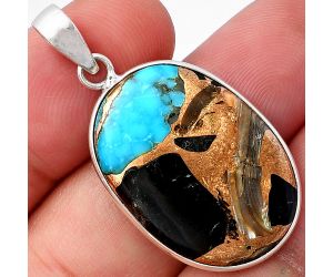 Shell In Black Blue Turquoise Pendant SDP142692 P-1001, 19x26 mm