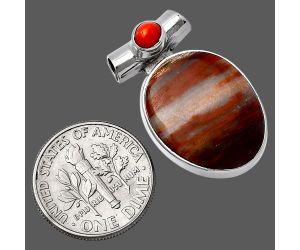 Mookaite and Coral Pendant SDP142767 P-1300, 15x19 mm
