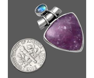 Purple Lepidolite and Rainbow Moonstone Pendant SDP142791 P-1159, 19x19 mm