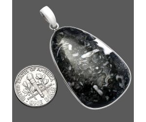 Mexican Cabbing Fossil Pendant SDP142895 P-1001, 24x37 mm