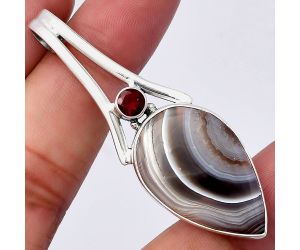 Banded Onyx and Garnet Pendant SDP142993 P-1006, 19x29 mm