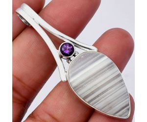 Banded Onyx and Amethyst Pendant SDP142996 P-1006, 18x28 mm