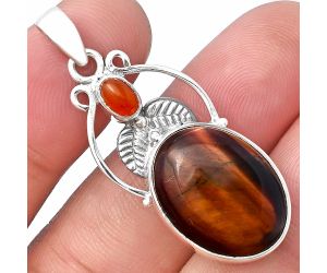 Red Tiger Eye and Carnelian Pendant SDP143355 P-1434, 14x19 mm