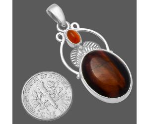 Red Tiger Eye and Carnelian Pendant SDP143355 P-1434, 14x19 mm