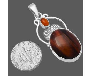 Red Tiger Eye and Carnelian Pendant SDP143357 P-1434, 15x20 mm
