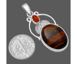 Red Tiger Eye and Carnelian Pendant SDP143359 P-1434, 15x20 mm