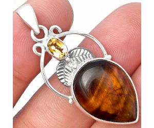 Red Tiger Eye and Citrine Pendant SDP143364 P-1434, 15x20 mm
