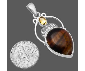 Red Tiger Eye and Citrine Pendant SDP143364 P-1434, 15x20 mm