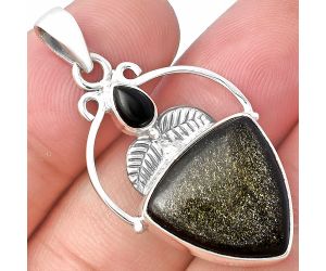 Silver Obsidian and Black Onyx Pendant SDP143374 P-1434, 17x17 mm