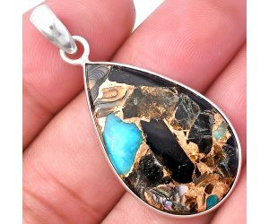Shell In Black Blue Turquoise Pendant SDP143426 P-1001, 19x31 mm