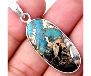 Shell In Black Blue Turquoise Pendant SDP143438 P-1001, 15x32 mm