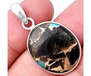Shell In Black Blue Turquoise Pendant SDP143439 P-1001, 18x21 mm