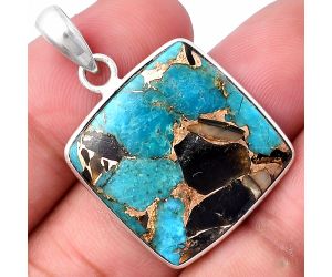 Shell In Black Blue Turquoise Pendant SDP143465 P-1001, 22x22 mm