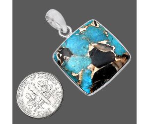Shell In Black Blue Turquoise Pendant SDP143465 P-1001, 22x22 mm