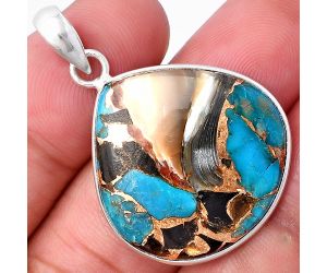 Shell In Black Blue Turquoise Pendant SDP143466 P-1001, 26x26 mm