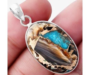 Shell In Black Blue Turquoise Pendant SDP143519 P-1001, 17x26 mm