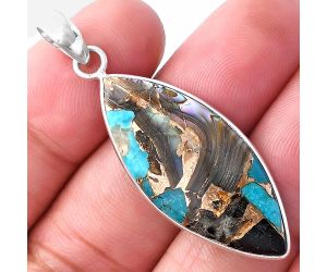 Shell In Black Blue Turquoise Pendant SDP143528 P-1001, 15x35 mm