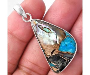 Shell In Black Blue Turquoise Pendant SDP143574 P-1001, 17x31 mm