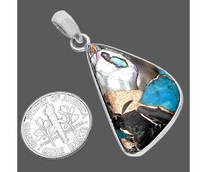 Shell In Black Blue Turquoise Pendant SDP143574 P-1001, 17x31 mm