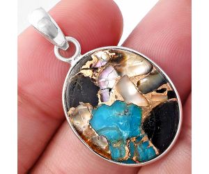 Shell In Black Blue Turquoise Pendant SDP143612 P-1001, 19x23 mm